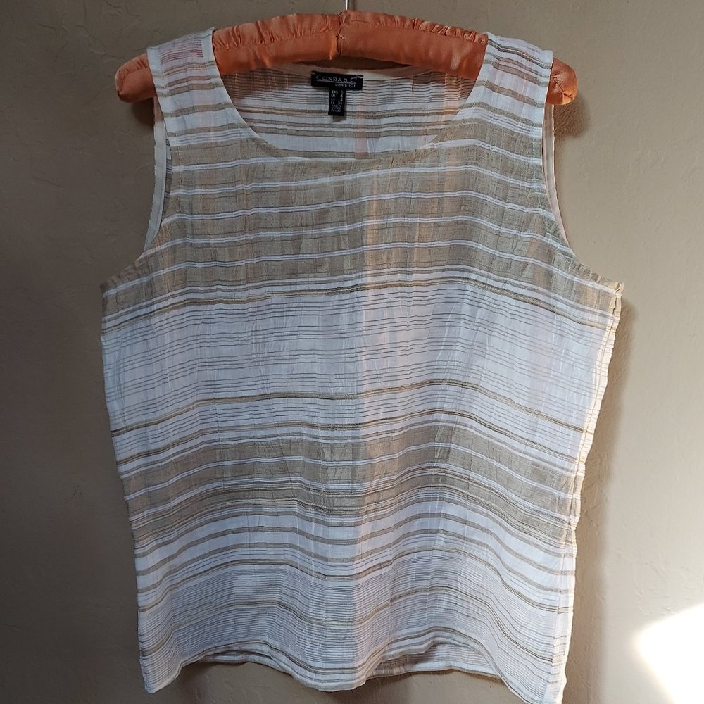 Conrad C Collection Striped Scoop Neck Tank Top - Picture 1 of 5